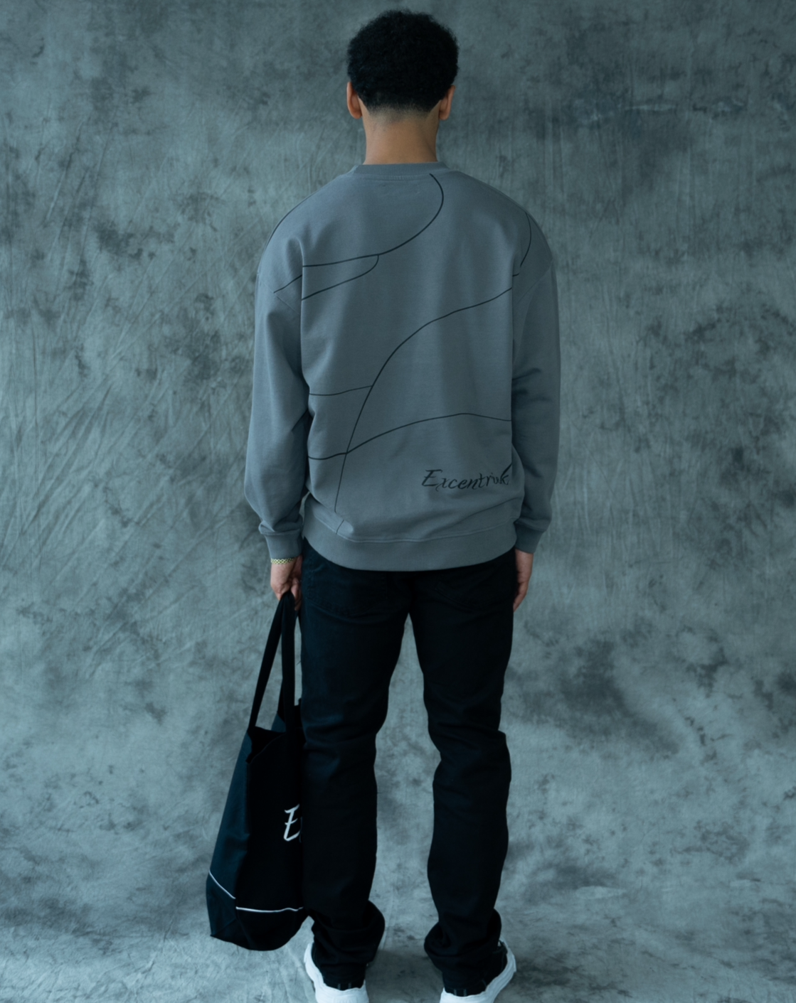 Excentriek Crossed Lines Heavy Sweater Storm Grey